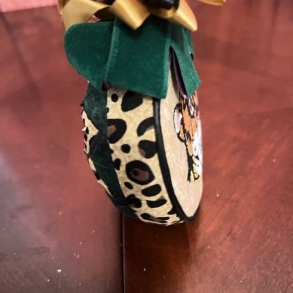 Handcrafted Leopard Print Quilted Christmas Ornament With Embroidered Leopard - Picture 4 of 4